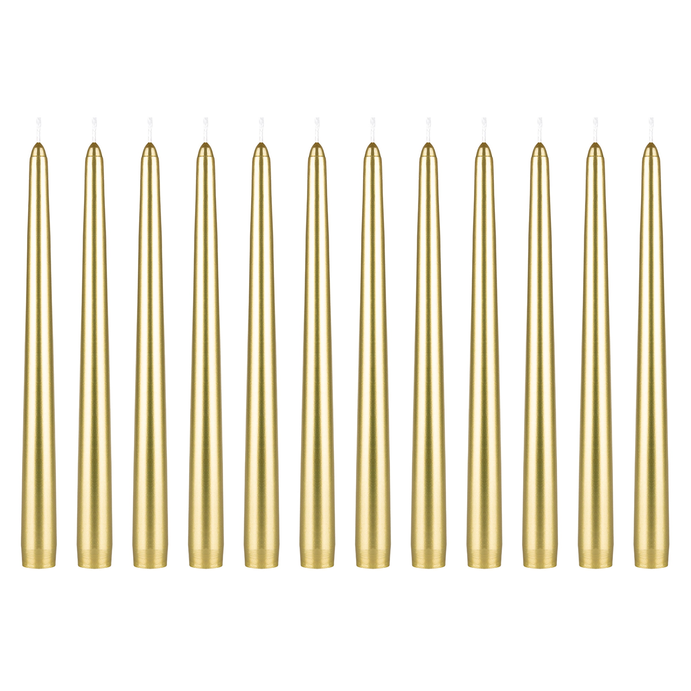 Mega Candles 12 pcs Unscented Gold Taper Candle, Hand Poured Wax Candles 10 Inch x 7/8 Inch, Home Décor, Wedding Receptions, Baby Showers, Birthdays, Celebrations, Party Favors & More