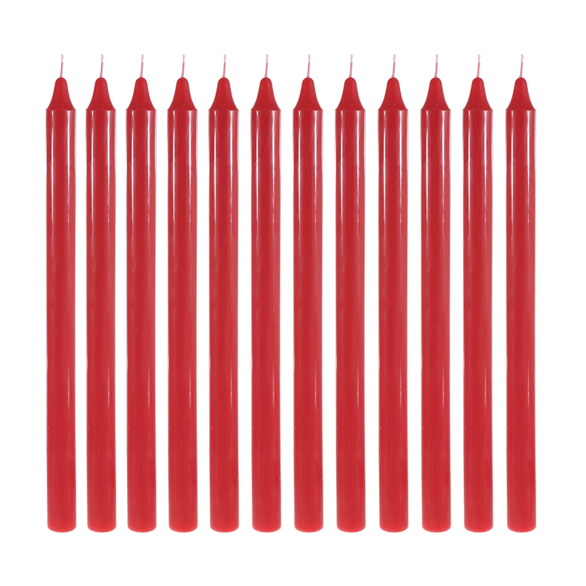Mega Candles 12 pcs Unscented Red Straight Taper Candle, Hand Poured Wax Candles 12 Inch x 7/8 Inch, Home Décor, Wedding Receptions, Baby Showers, Birthdays, Celebrations, Party Favors & More