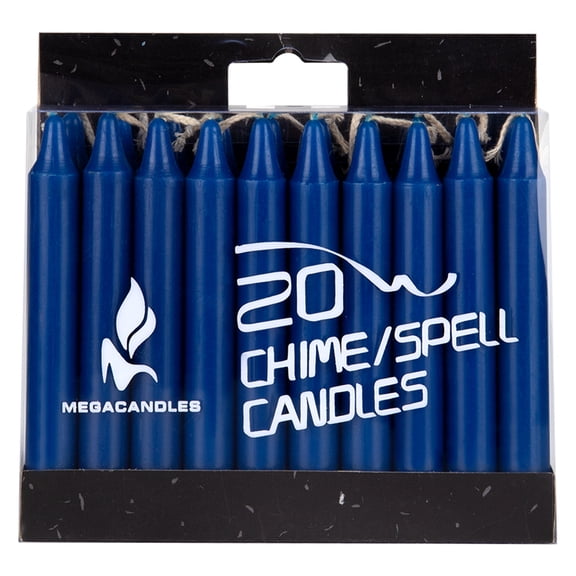 Mega Candles 20 pcs Unscented Dark Blue Mini Taper Candle, 4 Inch Tall x 1/2 Inch Diameter, Great for Casting Chimes, Rituals, Spells, Vigil, Witchcraft, Wiccan Supplies, Wax Play & More