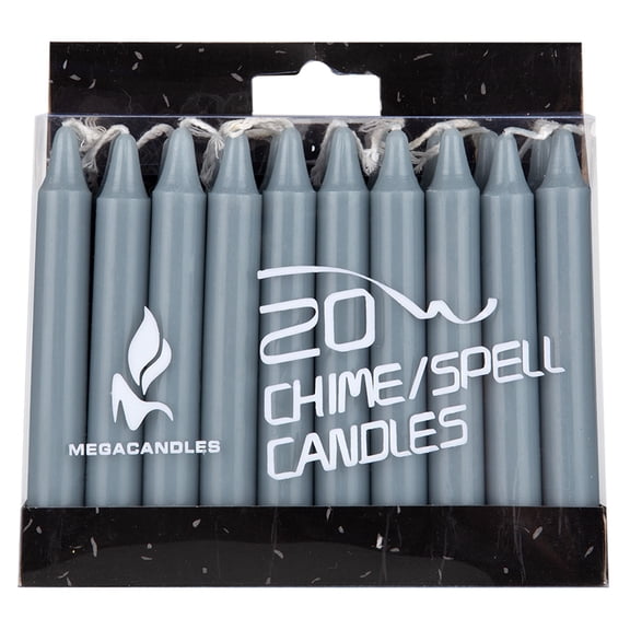 Mega Candles 20 pcs Unscented Gray Mini Taper Candle, 4 Inch Tall x 1/2 Inch Diameter, Great for Casting Chimes, Rituals, Spells, Vigil, Witchcraft, Wiccan Supplies, Wax Play & More