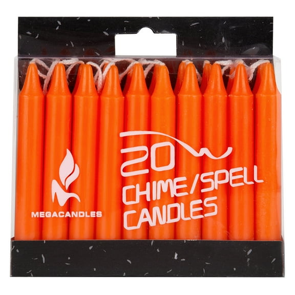 Mega Candles 20 pcs Unscented Orange Mini Taper Candle, 4 Inch Tall x 1/2 Inch Diameter, Great for Casting Chimes, Rituals, Spells, Vigil, Witchcraft, Wiccan Supplies, Wax Play & More