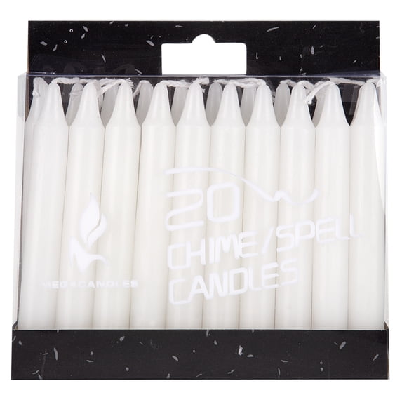 Mega Candles Ritual Taper Candles, 4 Inch x 1/2 Inch, Unscented, White, 20 Count