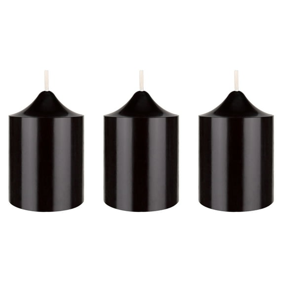 Mega Candles 3 pcs Unscented Black Dome Top Round Pillar Candle, Hand Poured Premium Wax Candles 2 Inch x 3 Inch, Home Décor, Wedding Receptions, Baby Showers, Birthdays, Celebrations, Party & More