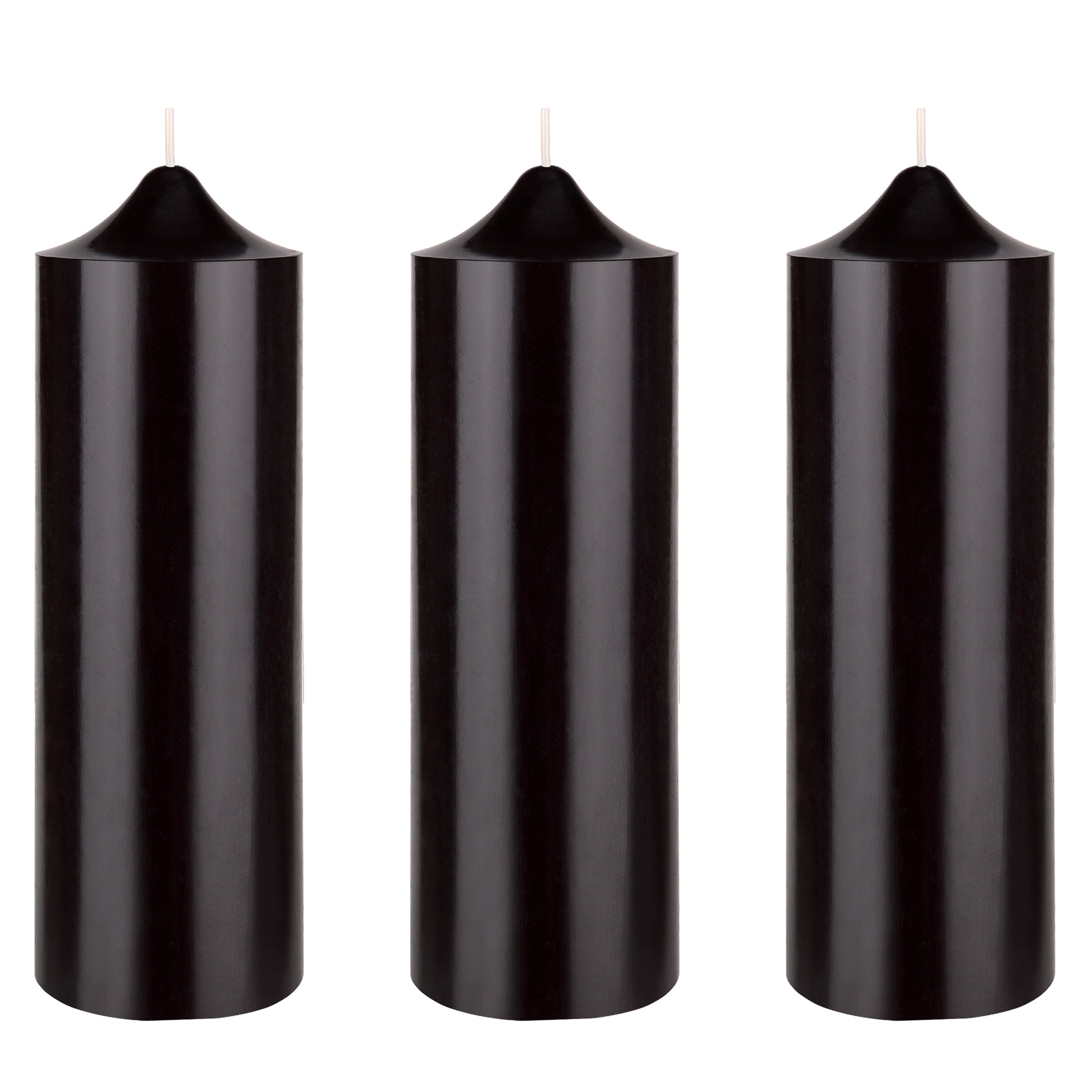 Mega Candles 3 pcs Unscented Black Dome Top Round Pillar Candle, Hand Poured Premium Wax Candles 3 Inch x 9 Inch, Home Décor, Wedding Receptions, Baby Showers, Birthdays, Celebrations, Party & More