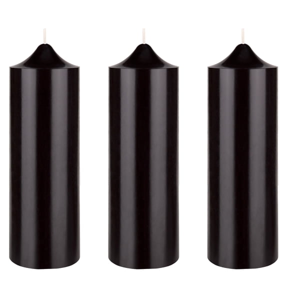 Mega Candles 3 pcs Unscented Black Dome Top Round Pillar Candle, Hand Poured Premium Wax Candles 3 Inch x 9 Inch, Home Décor, Wedding Receptions, Baby Showers, Birthdays, Celebrations, Party & More