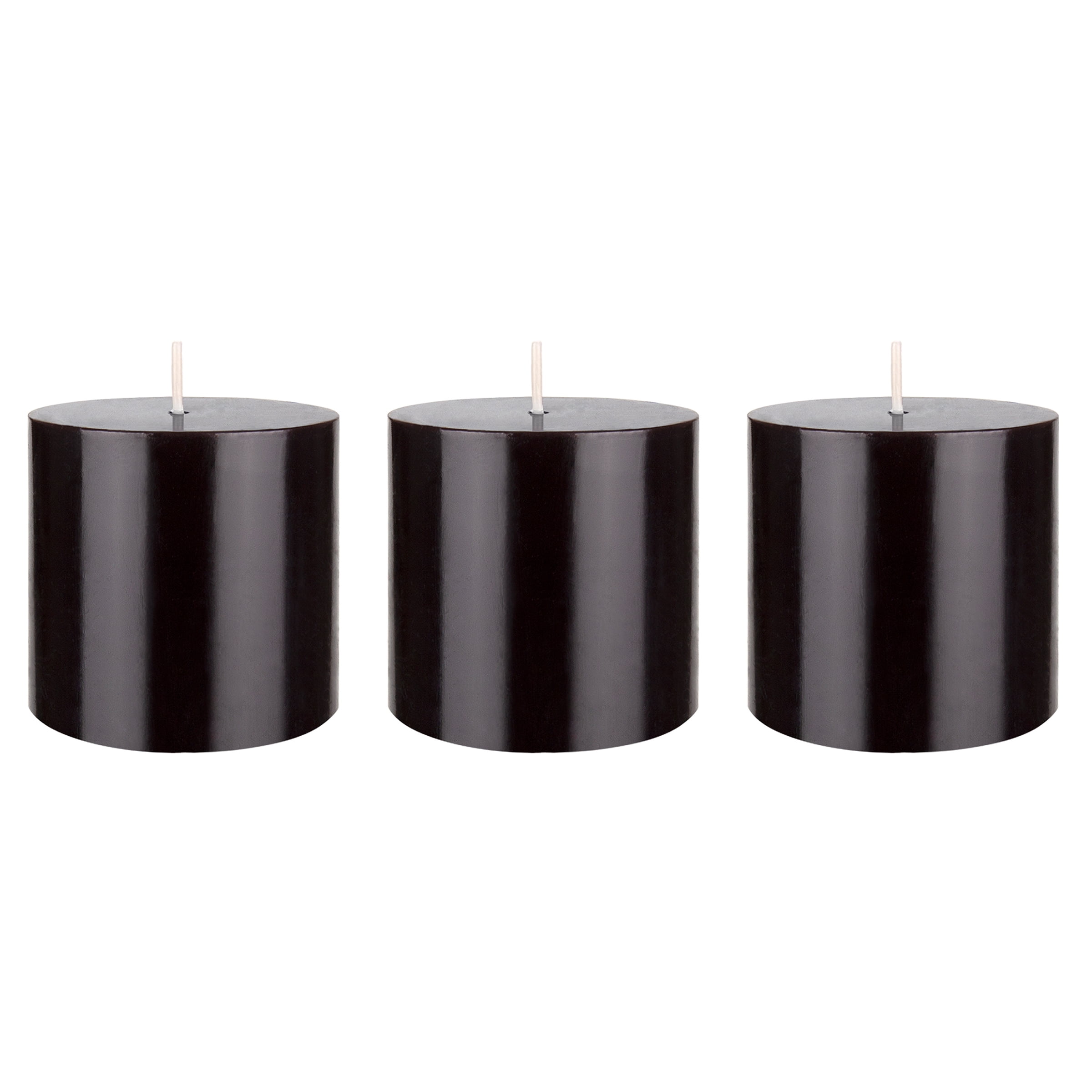 Mega Candles 3 pcs Unscented Black Round Pillar Candle, Hand Poured Premium Wax Candles 3 Inch x 3 Inch, Home Décor, Wedding Receptions, Baby Showers, Birthdays, Celebrations, Party Favors & More