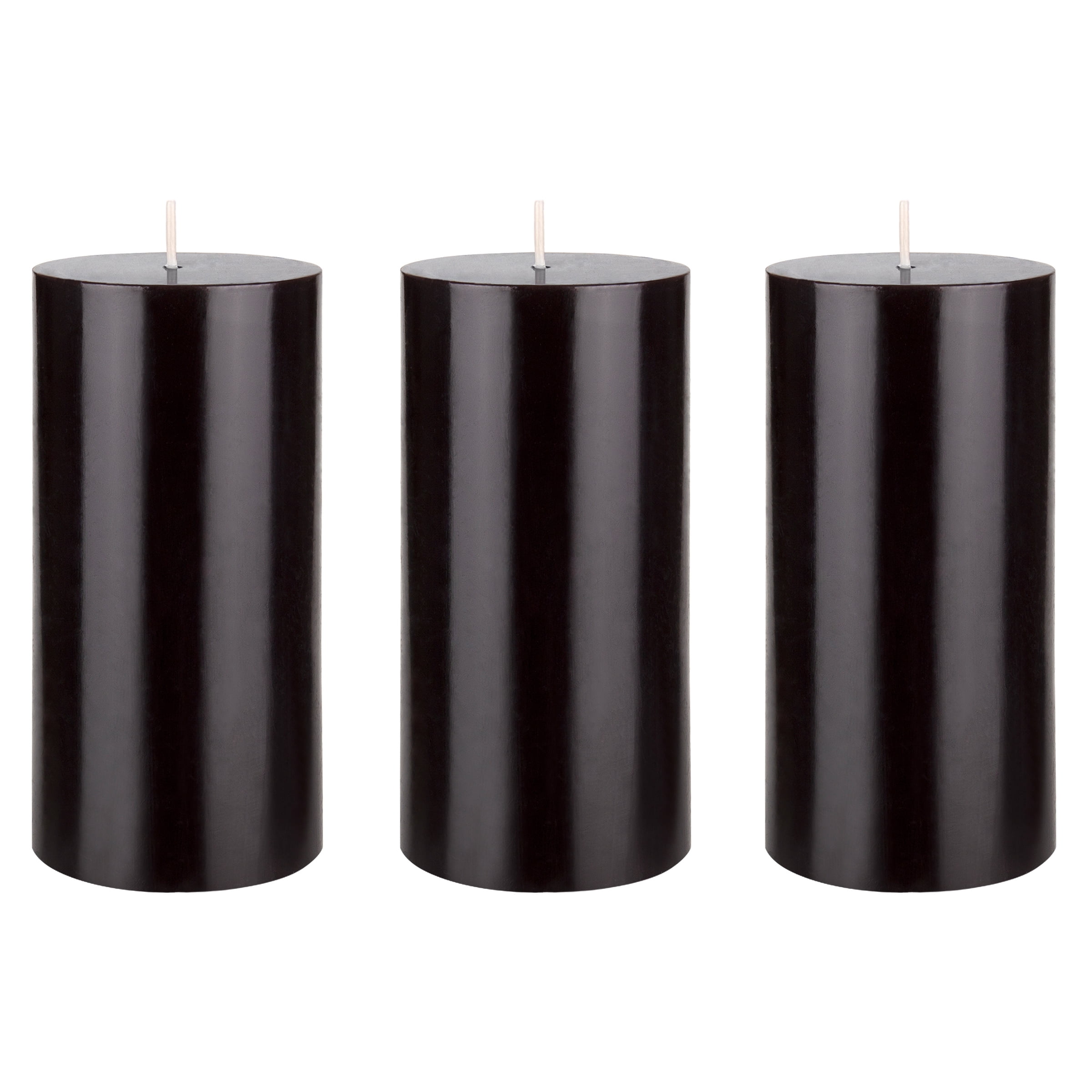 Mega Candles 3 pcs Unscented Black Round Pillar Candle, Hand Poured Premium Wax Candles 3 Inch x 6 Inch, Home Décor, Wedding Receptions, Baby Showers, Birthdays, Celebrations, Party Favors & More