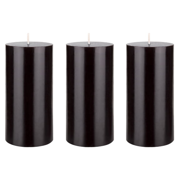 Mega Candles 3 pcs Unscented Black Round Pillar Candle, Hand Poured Premium Wax Candles 3 Inch x 6 Inch, Home Décor, Wedding Receptions, Baby Showers, Birthdays, Celebrations, Party Favors & More