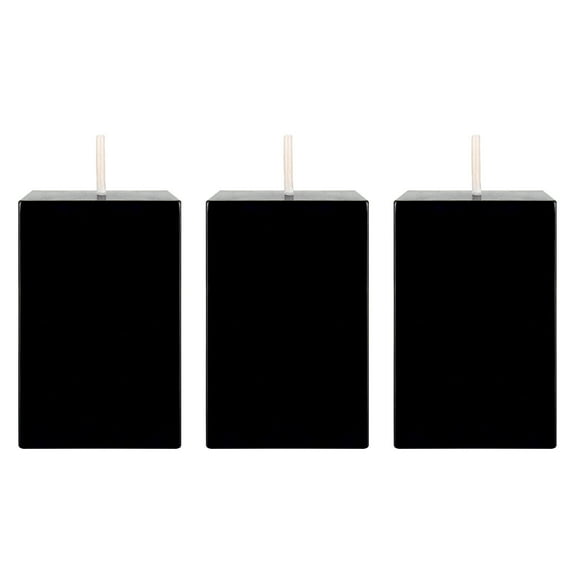 Mega Candles 3 pcs Unscented Black Square Pillar Candle, Hand Poured Premium Wax Candles 2 Inch x 3 Inch, Home Décor, Wedding Receptions, Baby Showers, Birthdays, Celebrations, Party Favors & More