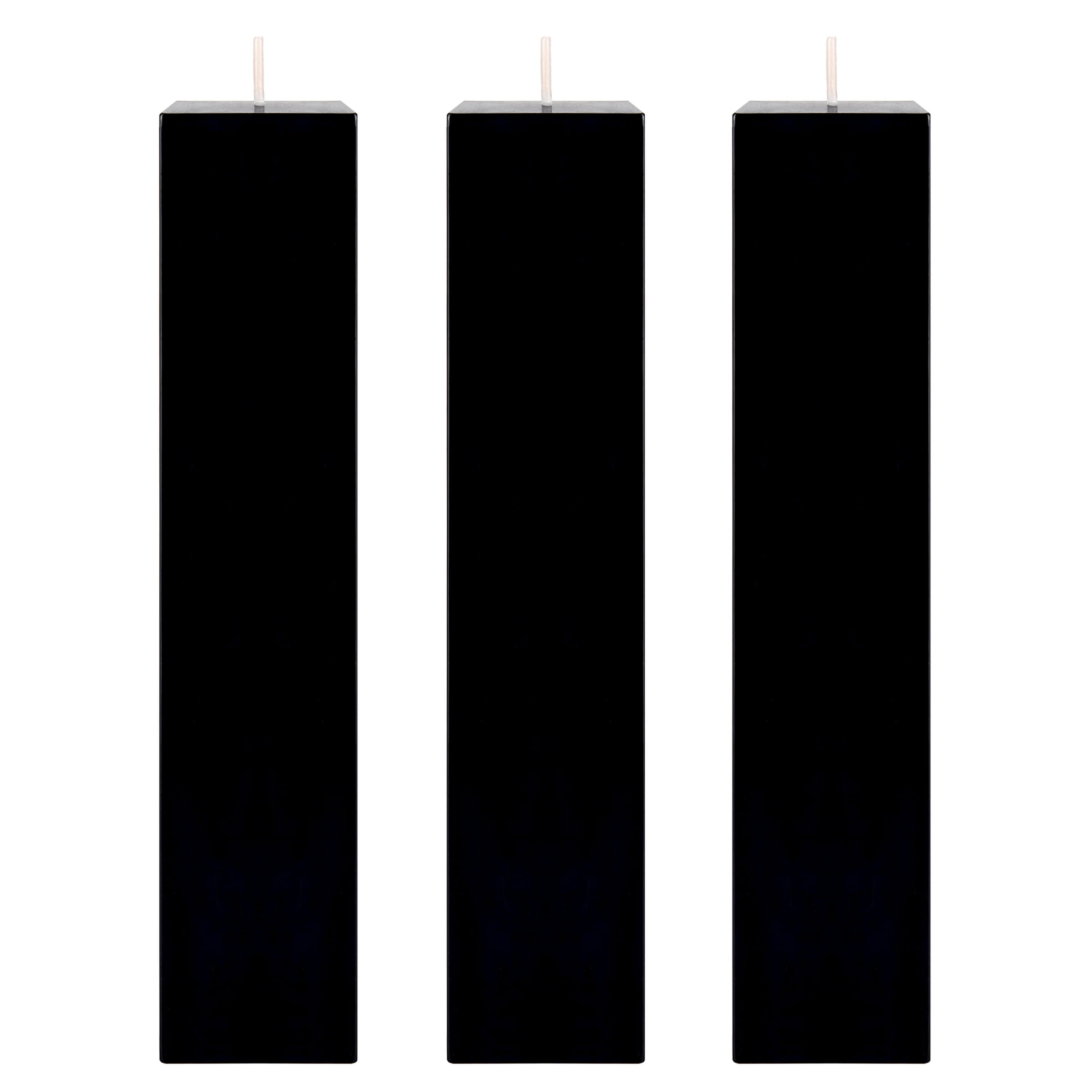 Mega Candles 3 pcs Unscented Black Square Pillar Candle, Hand Poured Premium Wax Candles 2 Inch x 9 Inch, Home Décor, Wedding Receptions, Baby Showers, Birthdays, Celebrations, Party Favors & More