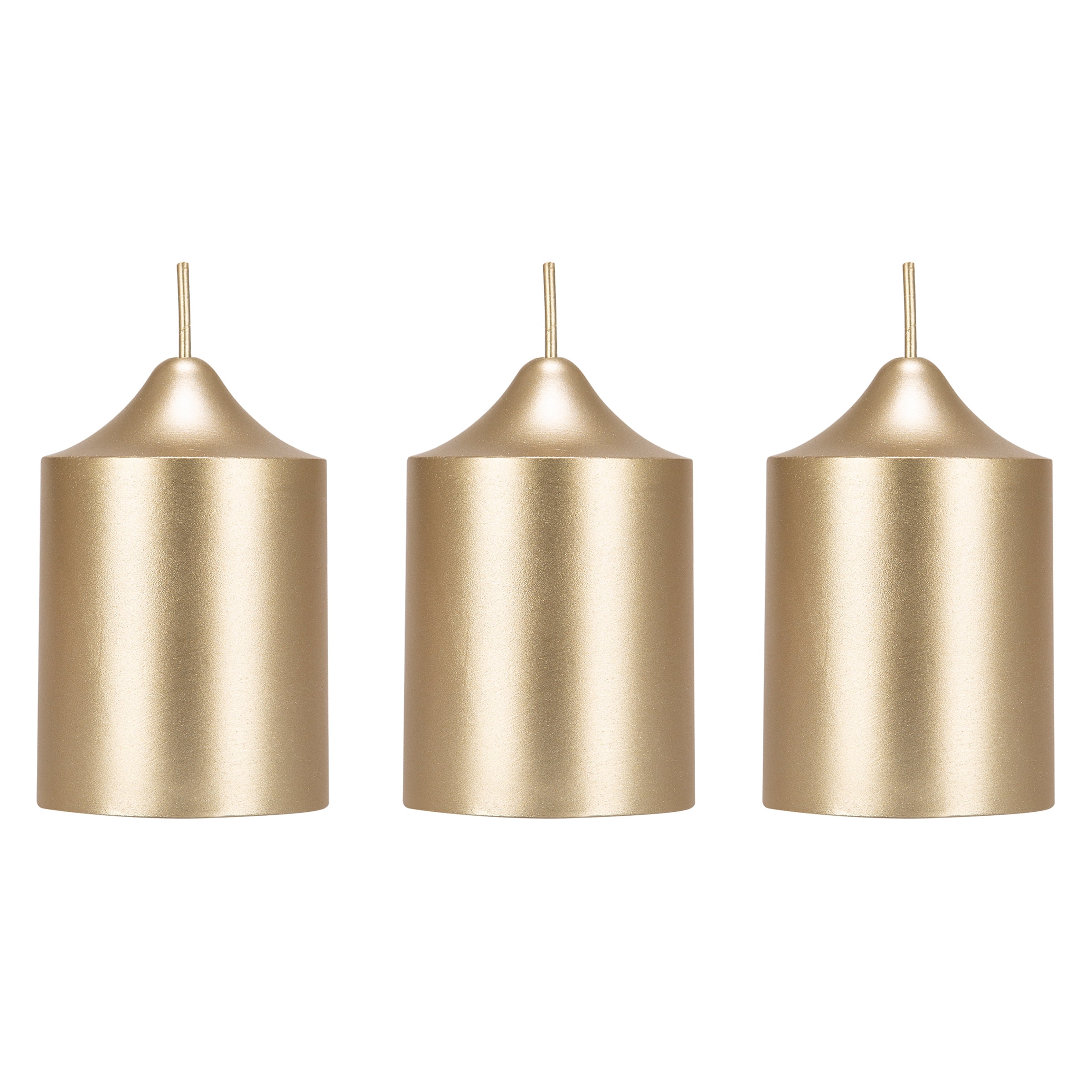 Mega Candles 3 pcs Unscented Gold Dome Top Round Pillar Candle, Hand Poured Premium Wax Candles 2 Inch x 3 Inch, Home Décor, Wedding Receptions, Baby Showers, Birthdays, Celebrations, Party & More