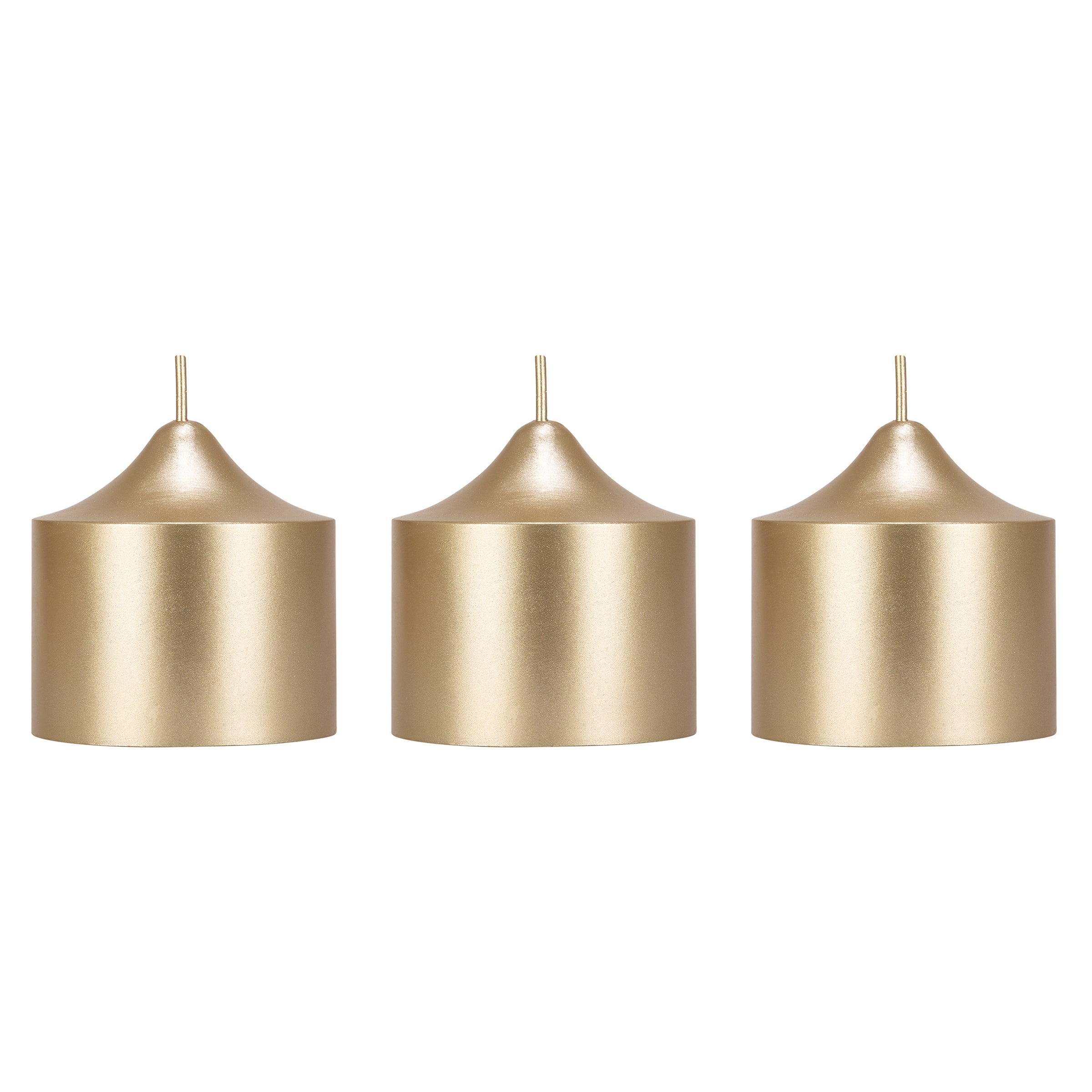Mega Candles 3 pcs Unscented Gold Dome Top Round Pillar Candle, Hand Poured Premium Wax Candles 3 Inch x 3 Inch, Home Décor, Wedding Receptions, Baby Showers, Birthdays, Celebrations, Party & More