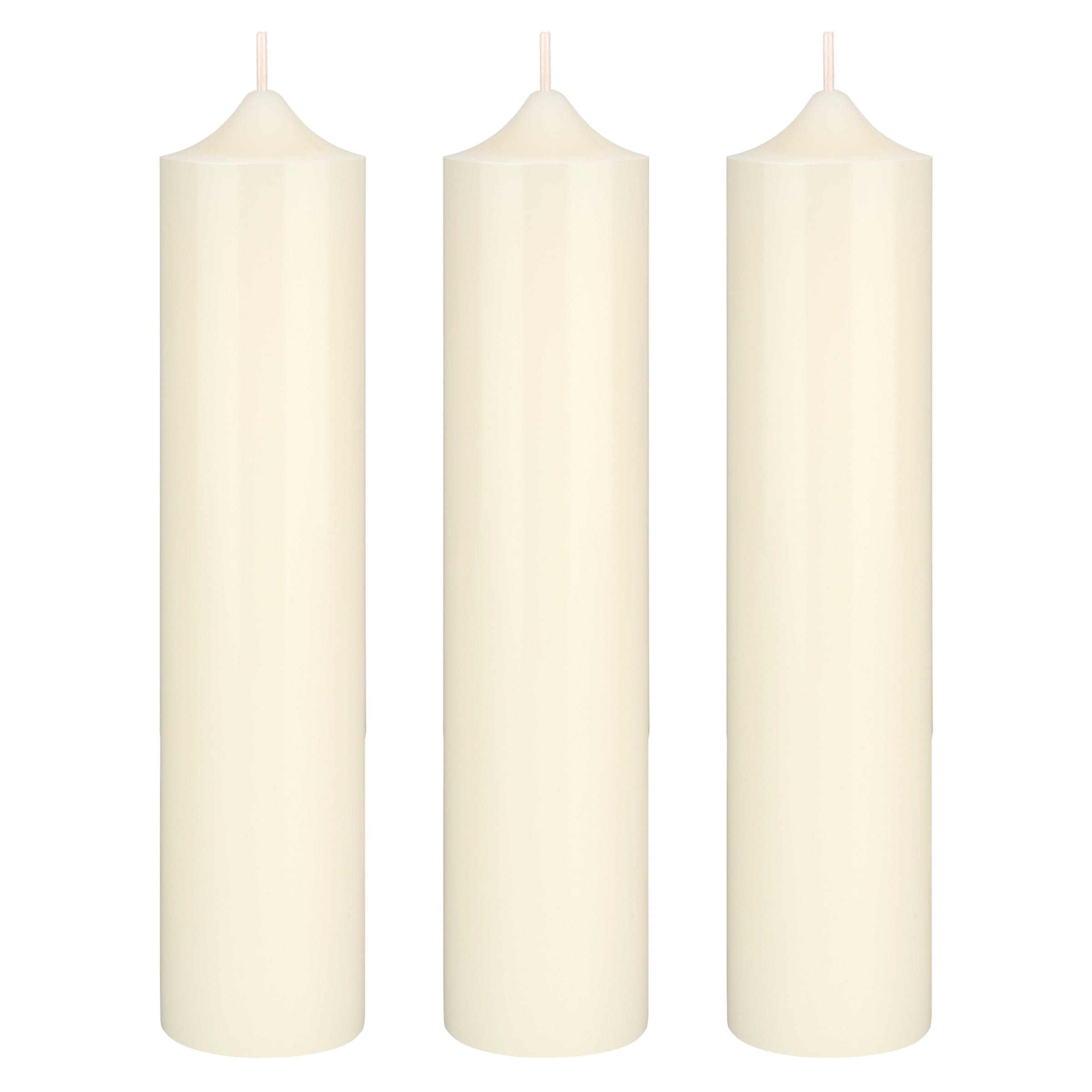 Mega Candles 3 pcs Unscented Ivory Dome Top Round Pillar Candle, Hand Poured Premium Wax Candles 2 Inch x 9 Inch, Home Décor, Wedding Receptions, Baby Showers, Birthdays, Celebrations, Party & More