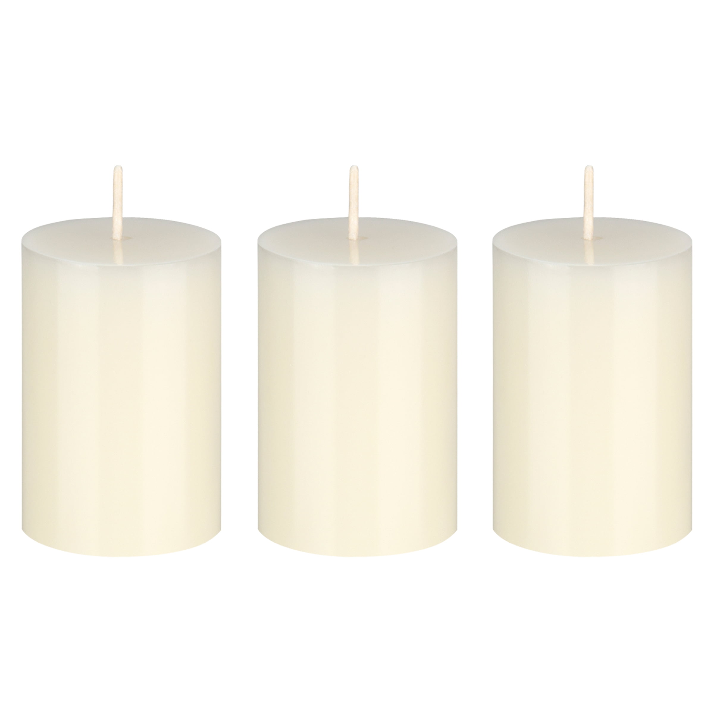 Ivory Paraffin Wax 3-Wick Round Pillar Candles, 2x3 Inch, Set of 3