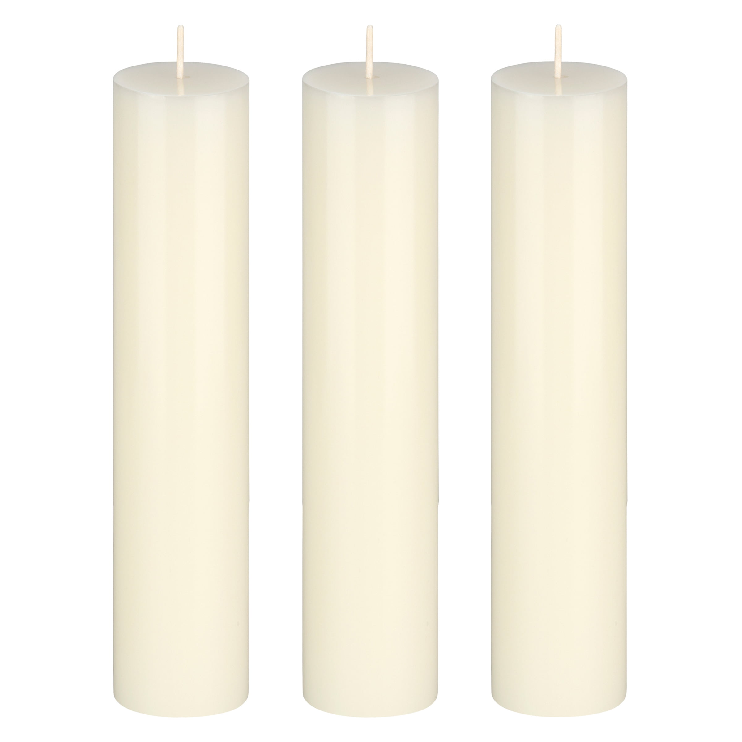 Mega Candles 3 pcs Unscented Ivory Round Pillar Candle, Hand Poured Premium Wax Candles 2 Inch x 9 Inch, Home Décor, Wedding Receptions, Baby Showers, Birthdays, Celebrations, Party Favors & More
