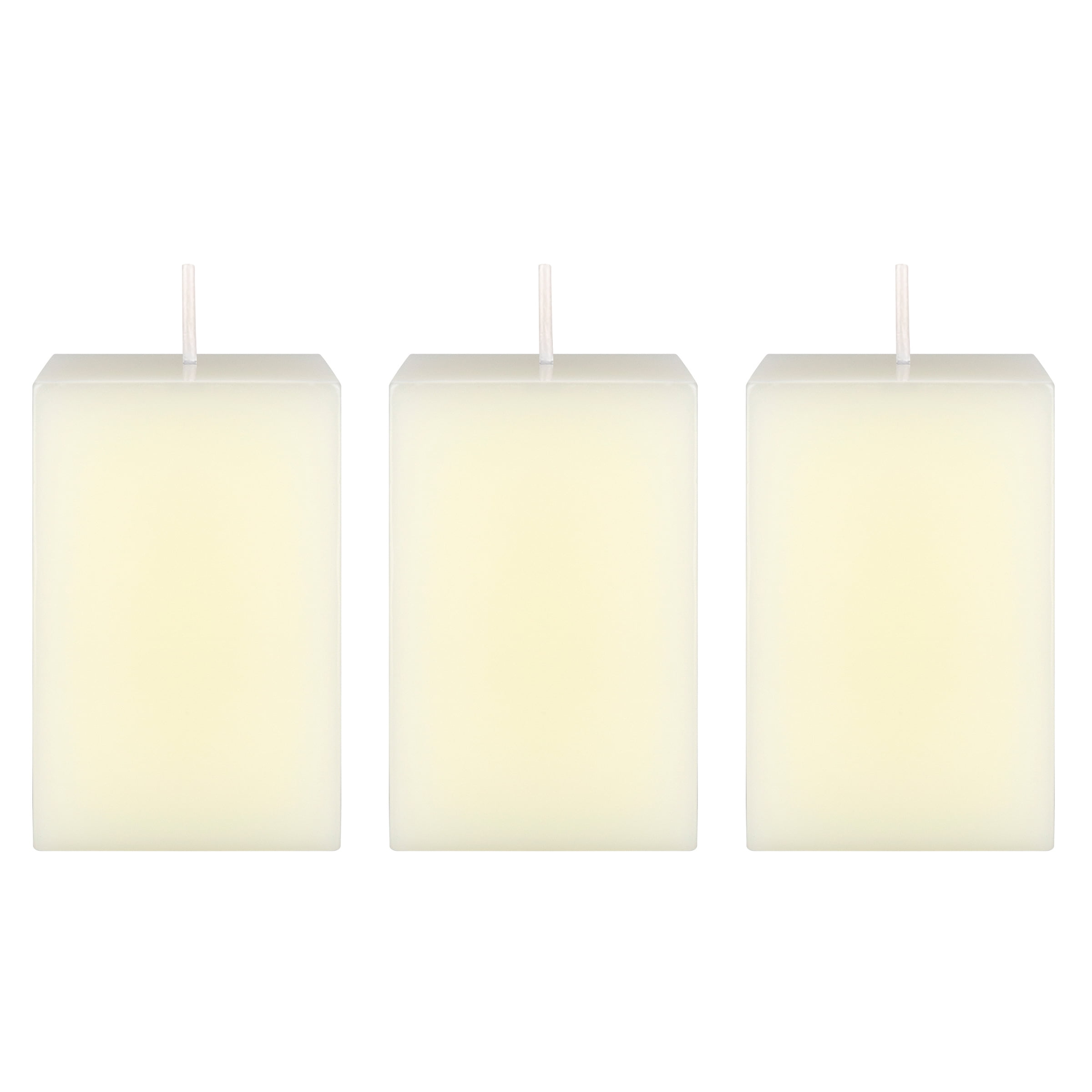 Mega Candles 3 pcs Unscented Ivory Square Pillar Candle, Hand Poured Premium Wax Candles 2 Inch x 3 Inch, Home Décor, Wedding Receptions, Baby Showers, Birthdays, Celebrations, Party Favors & More