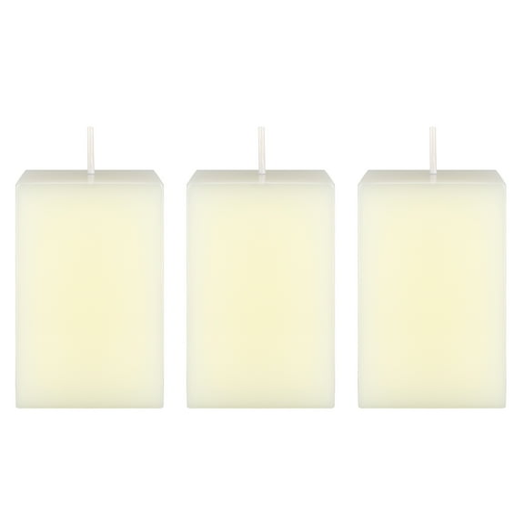 Mega Candles 3 pcs Unscented Ivory Square Pillar Candle, Hand Poured Premium Wax Candles 2 Inch x 3 Inch, Home Décor, Wedding Receptions, Baby Showers, Birthdays, Celebrations, Party Favors & More