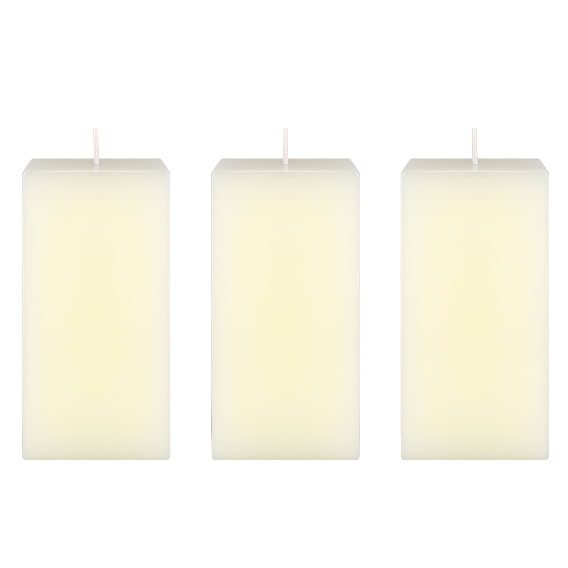 Mega Candles 3 pcs Unscented Ivory Square Pillar Candle, Hand Poured Premium Wax Candles 3 Inch x 6 Inch, Home Décor, Wedding Receptions, Baby Showers, Birthdays, Celebrations, Party Favors & More