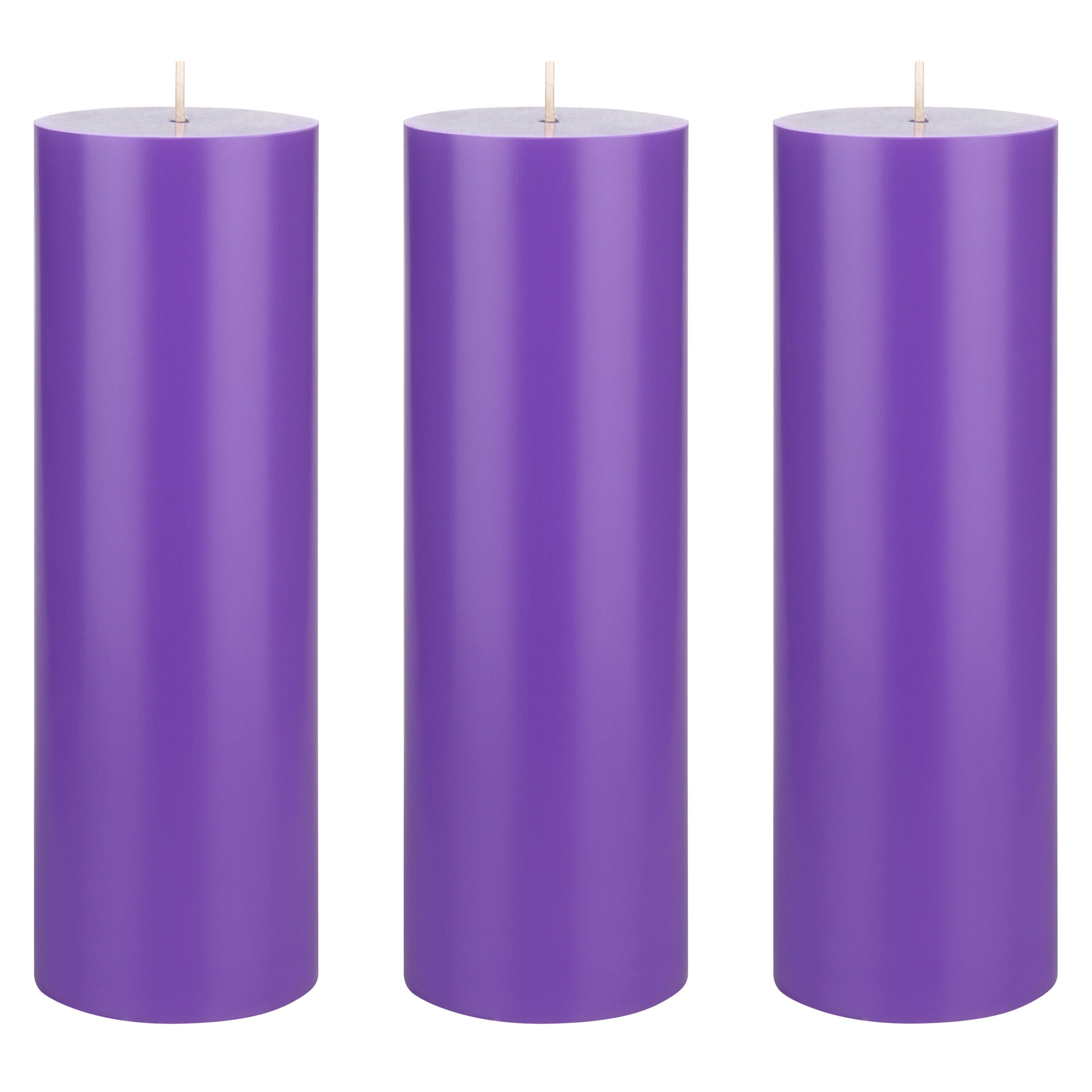 Mega Candles 3 pcs Unscented Lavender Round Pillar Candle, Hand Poured Premium Wax Candles 3 Inch x 9 Inch, Home Décor, Wedding Receptions, Baby Showers, Birthdays, Celebrations, Party Favors & More