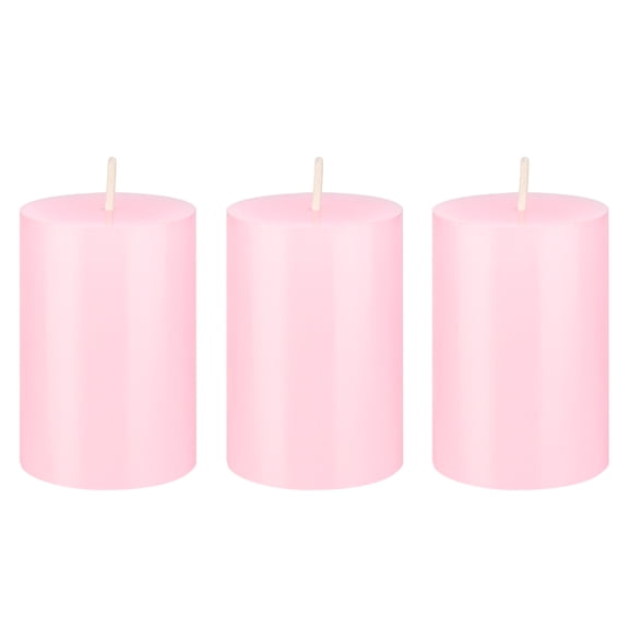 Mega Candles 3 pcs Unscented Pink Round Pillar Candle, Hand Poured Premium Wax Candles 2 Inch x 3 Inch, Home Décor, Wedding Receptions, Baby Showers, Birthdays, Celebrations, Party Favors & More