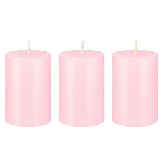 Mega Candles 3 pcs Unscented Pink Round Pillar Candle, Hand Poured Premium Wax Candles 2 Inch x 3 Inch, Home Décor, Wedding Receptions, Baby Showers, Birthdays, Celebrations, Party Favors & More