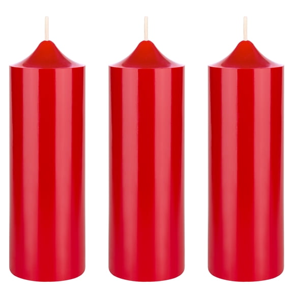 Mega Candles 3 pcs Unscented Red Dome Top Round Pillar Candle, Hand Poured Premium Wax Candles 2 Inch x 6 Inch, Home Décor, Wedding Receptions, Baby Showers, Birthdays, Celebrations, Party & More