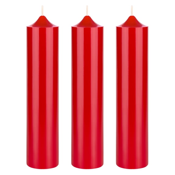 Mega Candles 3 pcs Unscented Red Dome Top Round Pillar Candle, Hand Poured Premium Wax Candles 2 Inch x 9 Inch, Home Décor, Wedding Receptions, Baby Showers, Birthdays, Celebrations, Party & More