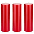 thumbnail image 1 of Mega Candles 3 pcs Unscented Red Round Pillar Candle, Hand Poured Premium Wax Candles 3 Inch x 9 Inch, Home Décor, Wedding Receptions, Baby Showers, Birthdays, Celebrations, Party Favors & More, 1 of 2