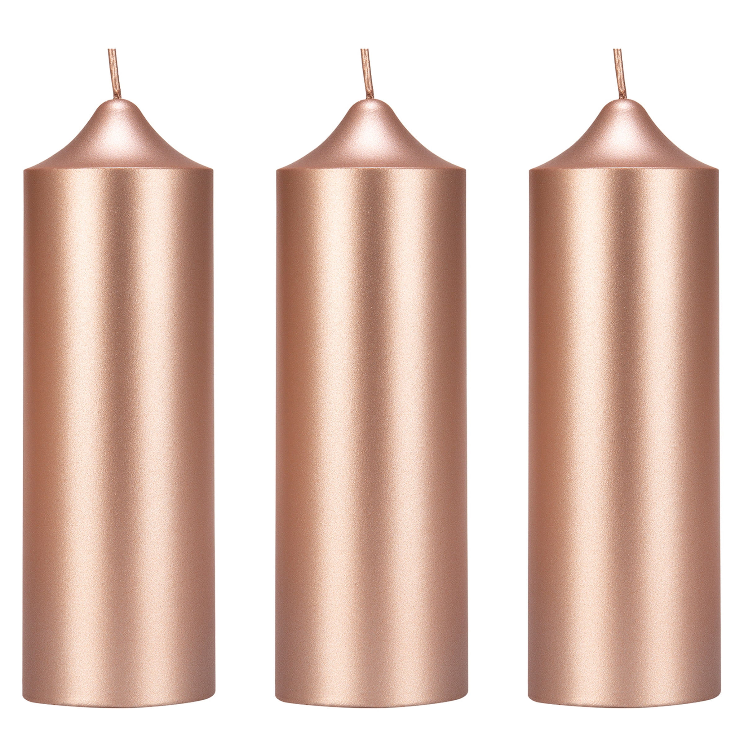 Mega Candles 3 pcs Unscented Rose Gold Dome Top Round Pillar Candle, Hand Poured Premium Wax Candles 2 Inch x 6 Inch, Home Décor, Wedding Receptions, Baby Showers, Birthdays, Celebrations, Party & Mor