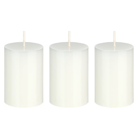Mega Candles 3 pcs Unscented White Round Pillar Candle, Hand Poured Premium Wax Candles 2 Inch x 3 Inch, Home Décor, Wedding Receptions, Baby Showers, Birthdays, Celebrations, Party Favors & More