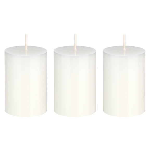 Mega Candles 3 pcs Unscented White Round Pillar Candle, Hand Poured Premium Wax Candles 2 Inch x 3 Inch, Home Décor, Wedding Receptions, Baby Showers, Birthdays, Celebrations, Party Favors & More