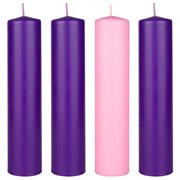 Mega Candles 4 pcs Unscented Christmas Advent Candles Set, Hand Poured Premium Wax Dome Top Round Pillar Candle 2 Inch x 9 Inch, Holidays, Festivities, Devotional, Church, Wreath, Party, Gifts