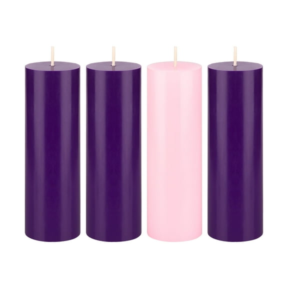 Mega Candles 4 pcs Unscented Christmas Advent Round Pillar Candle, Hand Poured Premium Wax Candles 2 Inch x 6 Inch, Holidays, Church, Decorations, Devotional, Celebration, Party & More