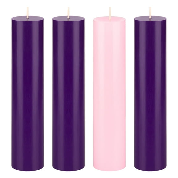 Mega Candles 4 pcs Unscented Christmas Advent Round Pillar Candle, Hand Poured Premium Wax Candles 2 Inch x 9 Inch, Holidays, Church, Decorations, Devotional, Celebration, Party & More