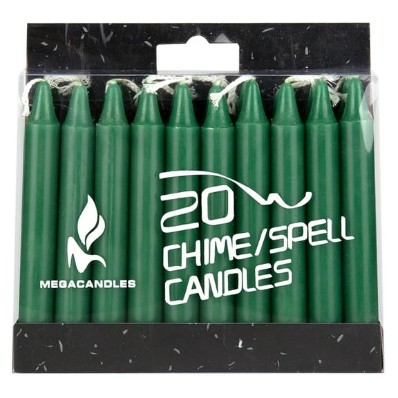 Mega Candles 40 pcs Unscented Green Mini Taper Candle, 4 Inch Tall x 1/2 Inch Diameter, Great for Casting Chimes, Rituals, Spells, Vigil, Witchcraft, Wiccan Supplies, Wax Play & More