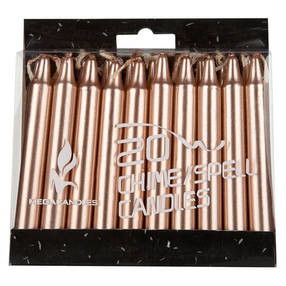 Mega Candles 40 pcs Unscented Rose Gold Mini Taper Candle, 4 Inch Tall x 1/2 Inch Diameter, Great for Casting Chimes, Rituals, Spells, Vigil, Witchcraft, Wiccan Supplies, Wax Play & More