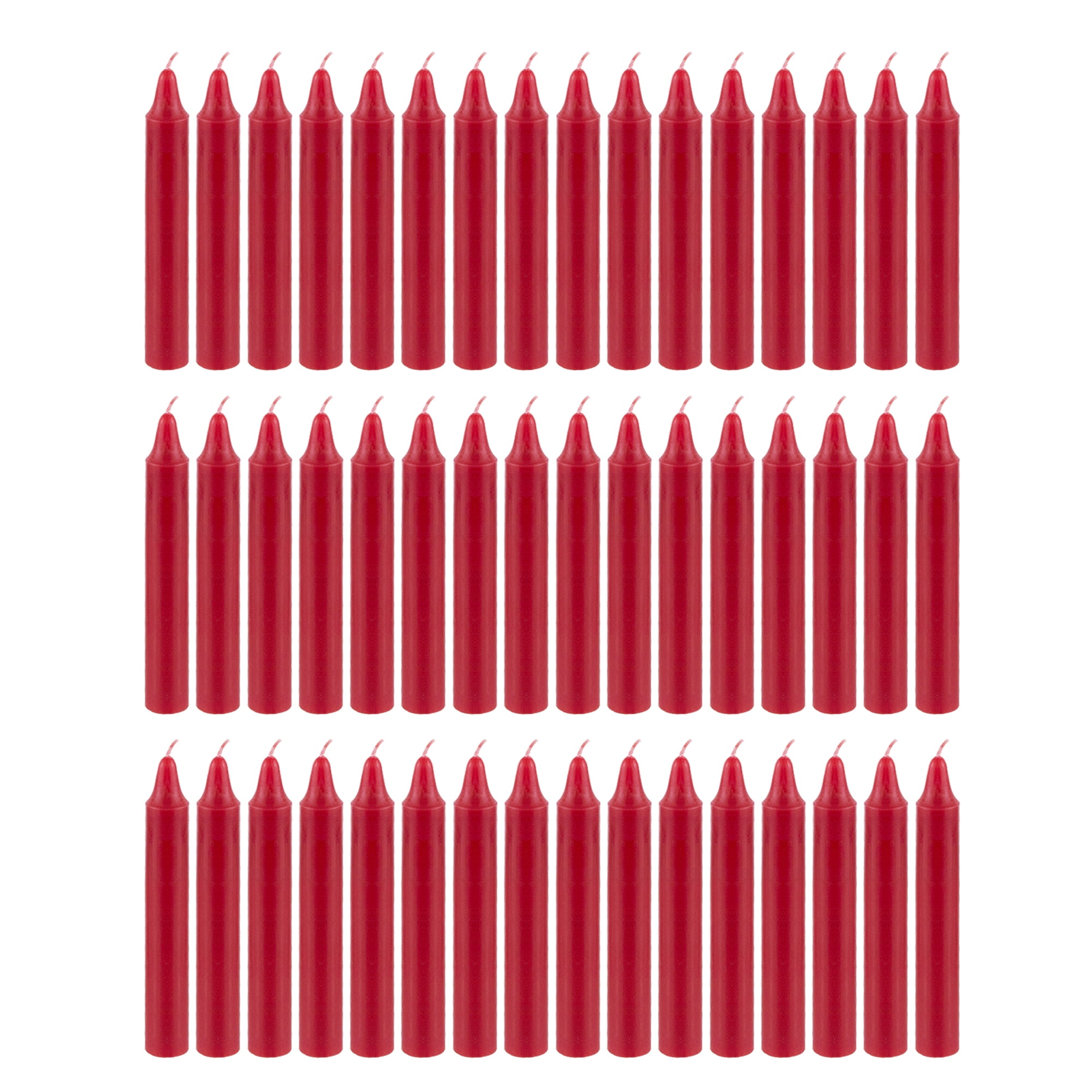 Mega Candles 48 pcs Unscented Red Straight Taper Candle, Hand Poured Wax Candles 5 Inch x 3/4 Inch, Home Décor, Wedding Receptions, Baby Showers, Birthdays, Celebrations, Party Favors & More