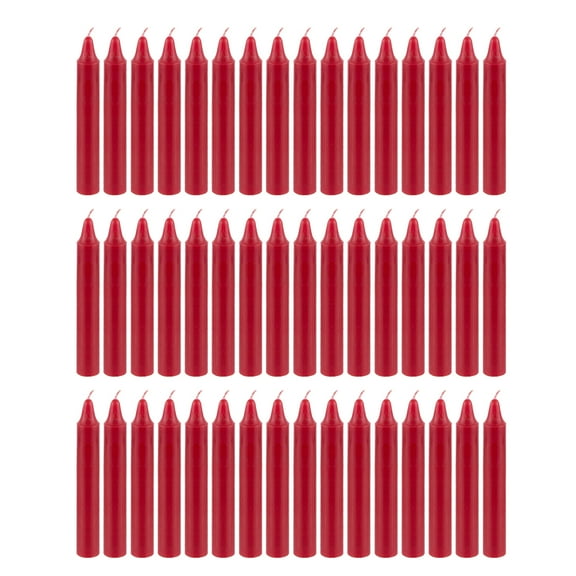 Mega Candles 48 pcs Unscented Red Straight Taper Candle, Hand Poured Wax Candles 5 Inch x 3/4 Inch, Home Décor, Wedding Receptions, Baby Showers, Birthdays, Celebrations, Party Favors & More
