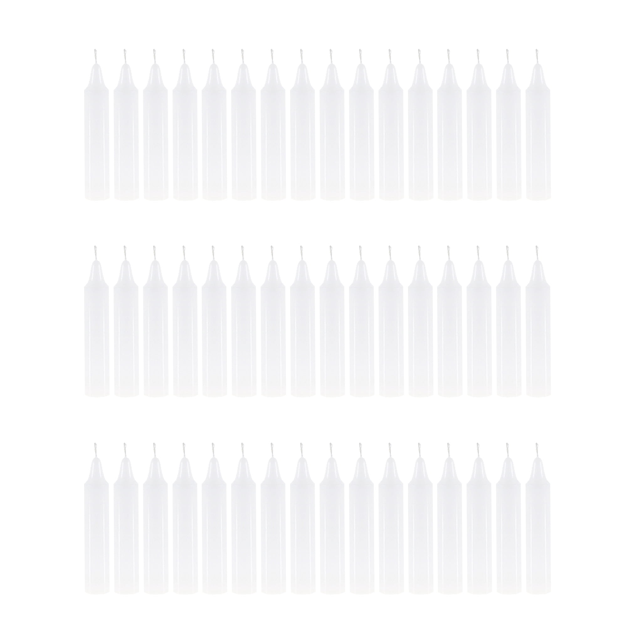 Mega Candles 48 pcs Unscented White Straight Taper Candle, Hand Poured Wax Candles 4 Inch x 3/4 Inch, Home Décor, Wedding Receptions, Baby Showers, Birthdays, Celebrations, Party Favors & More