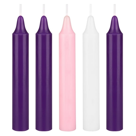 Mega Candles 5 pcs Unscented Christmas Advent Taper Candle, Hand Poured Wax Candles 5 Inch x 3/4 Inch, Holidays, Church, Devotional, Celebration, Party & More
