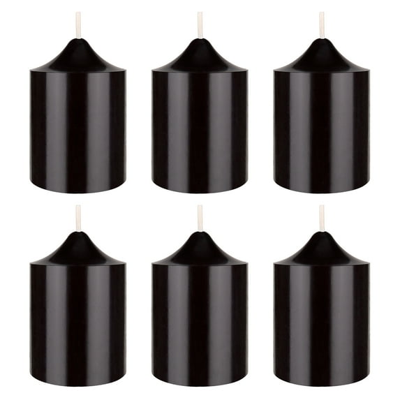 Mega Candles 6 pcs Unscented Black Dome Top Round Pillar Candle, Hand Poured Premium Wax Candles 2 Inch x 3 Inch, Home Décor, Wedding Receptions, Baby Showers, Birthdays, Celebrations, Party & More