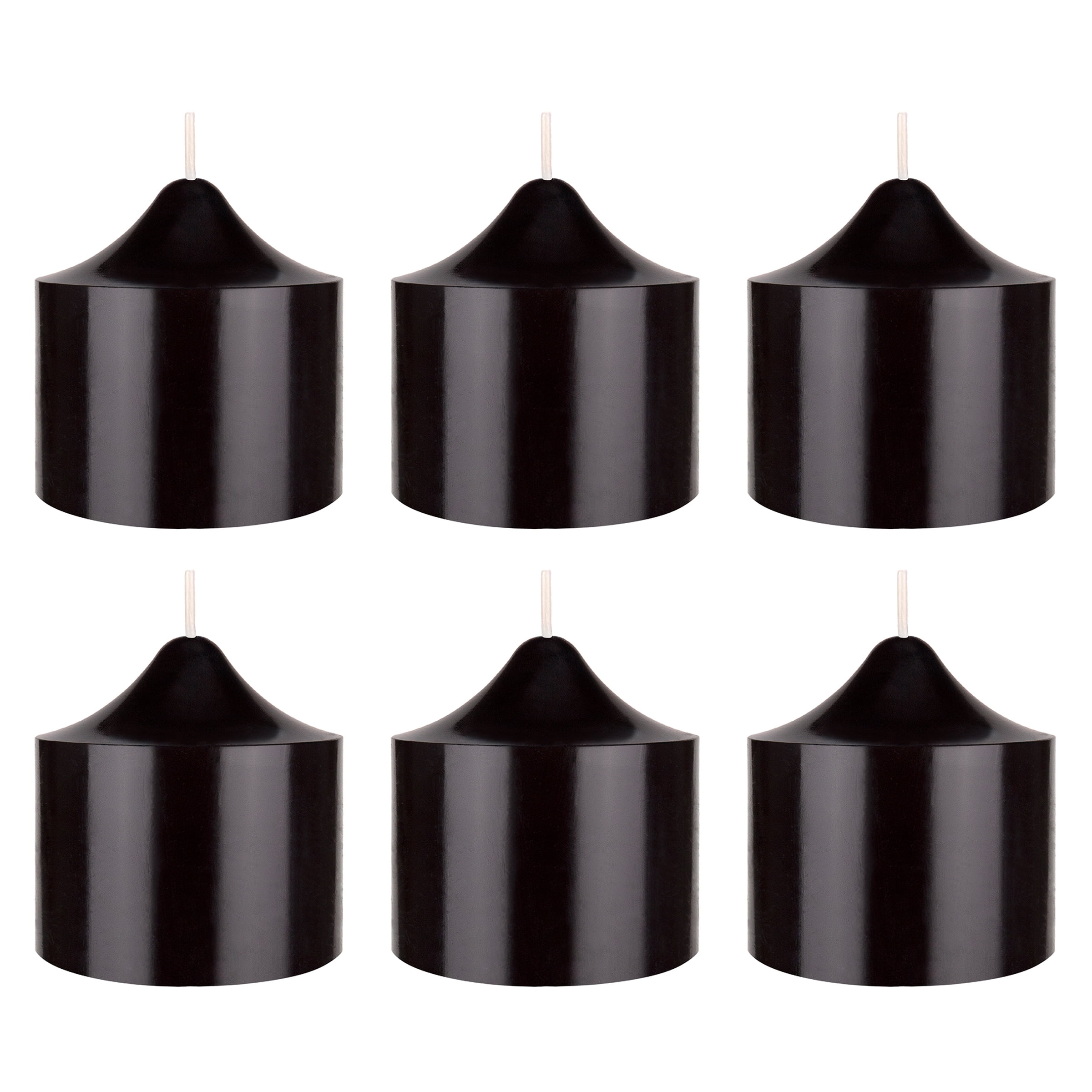 Mega Candles 6 pcs Unscented Black Dome Top Round Pillar Candle, Hand Poured Premium Wax Candles 3 Inch x 3 Inch, Home Décor, Wedding Receptions, Baby Showers, Birthdays, Celebrations, Party & More