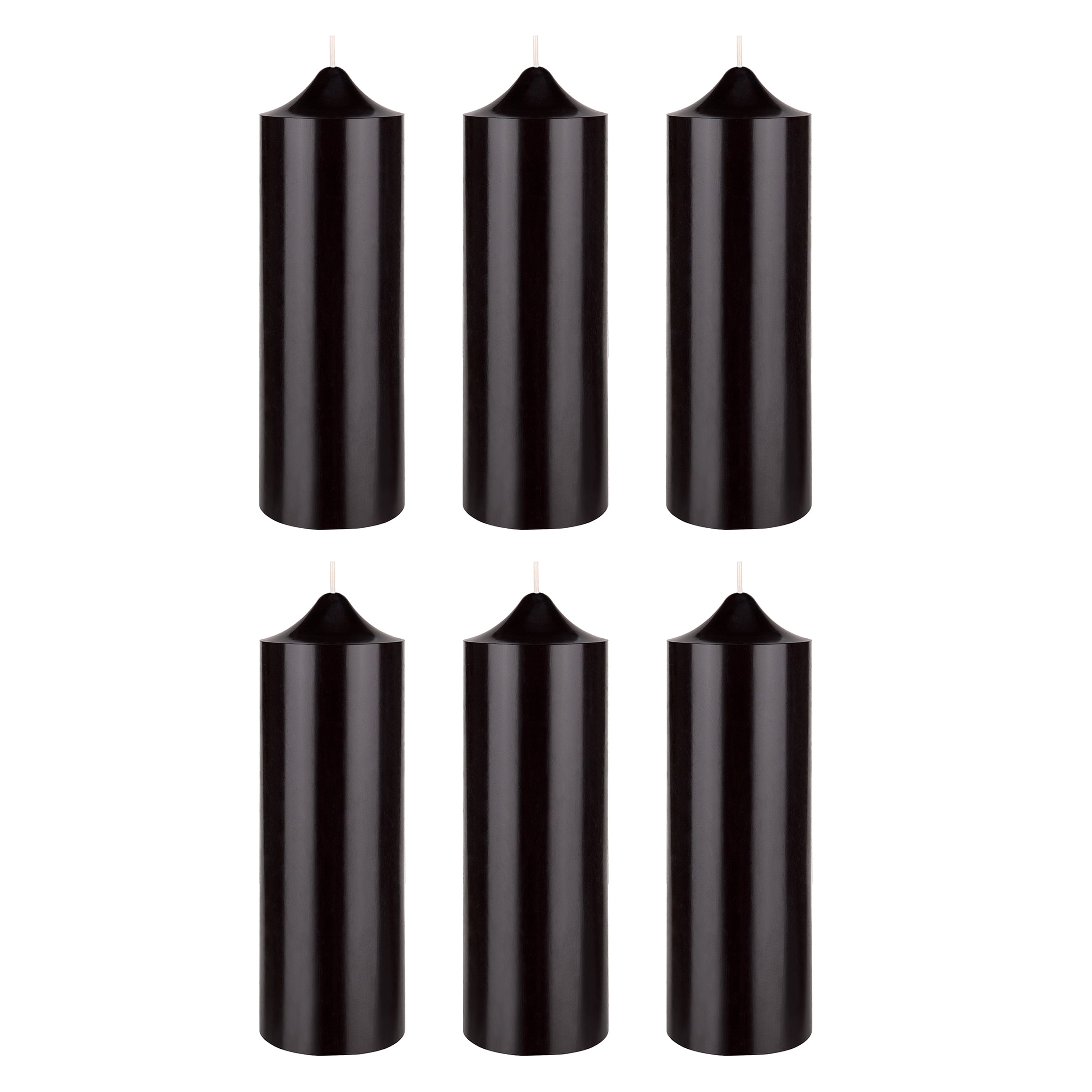 Mega Candles 6 pcs Unscented Black Dome Top Round Pillar Candle, Hand Poured Premium Wax Candles 3 Inch x 9 Inch, Home Décor, Wedding Receptions, Baby Showers, Birthdays, Celebrations, Party & More