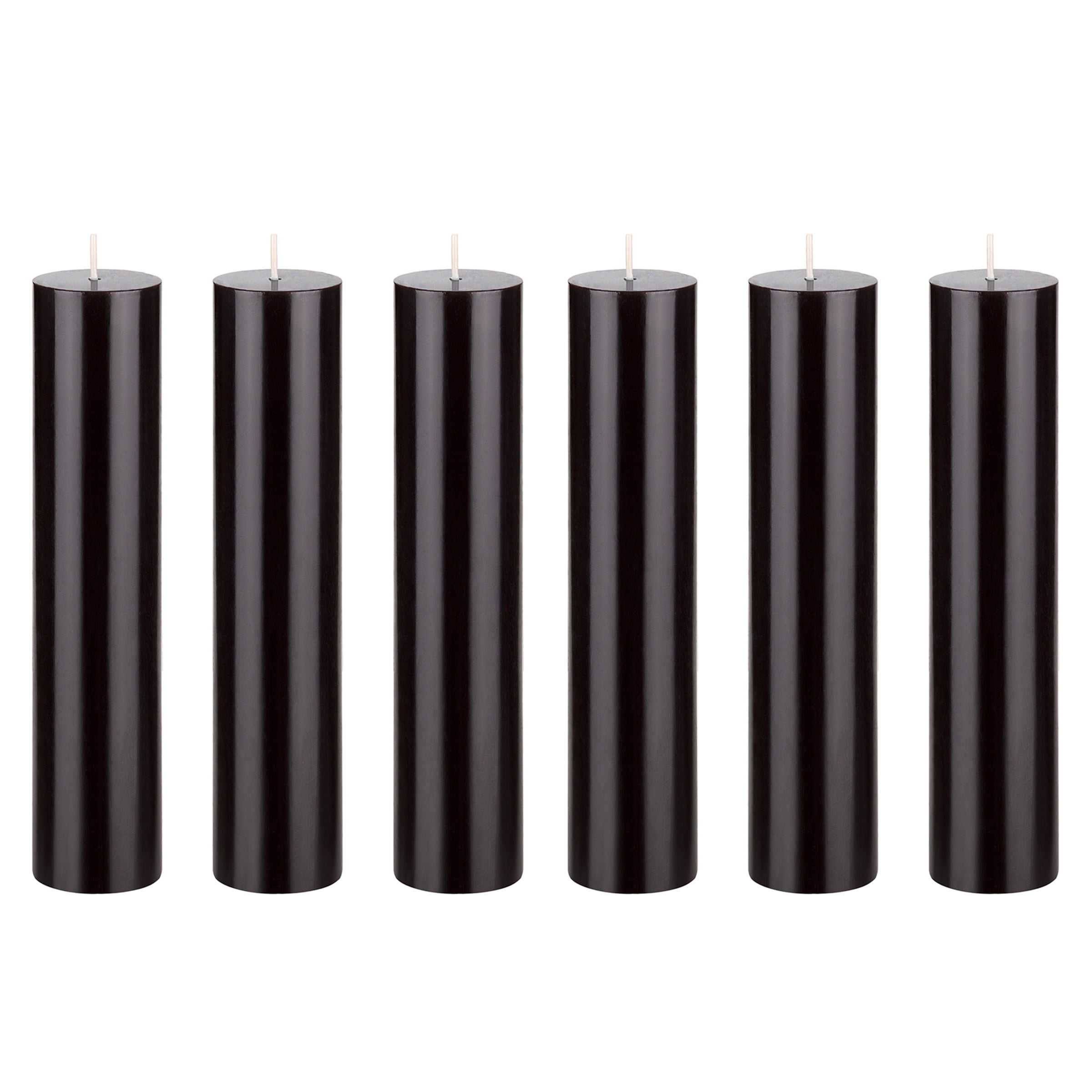 Mega Candles 6 pcs Unscented Black Round Pillar Candle, Hand Poured Premium Wax Candles 2 Inch x 9 Inch, Home Décor, Wedding Receptions, Baby Showers, Birthdays, Celebrations, Party Favors & More