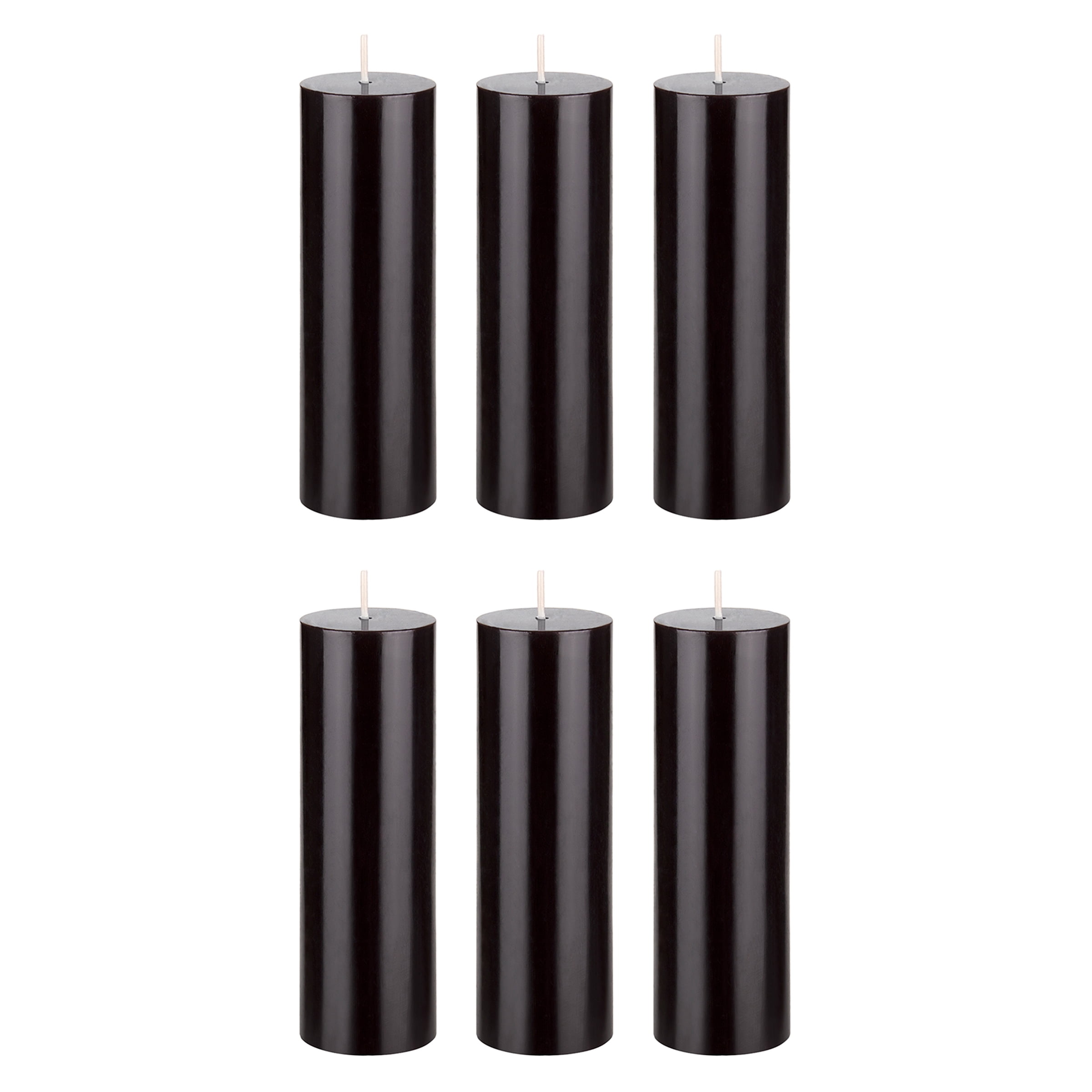 Mega Candles 6 pcs Unscented Black Round Pillar Candle, Hand Poured Premium Wax Candles 2 Inch x 6 Inch, Home Décor, Wedding Receptions, Baby Showers, Birthdays, Celebrations, Party Favors & More