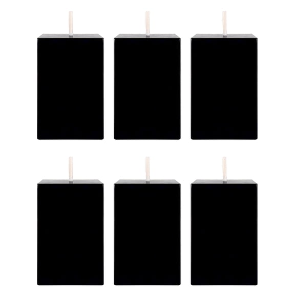 Mega Candles 6 pcs Unscented Black Square Pillar Candle, Hand Poured Premium Wax Candles 2 Inch x 3 Inch, Home Décor, Wedding Receptions, Baby Showers, Birthdays, Celebrations, Party Favors & More