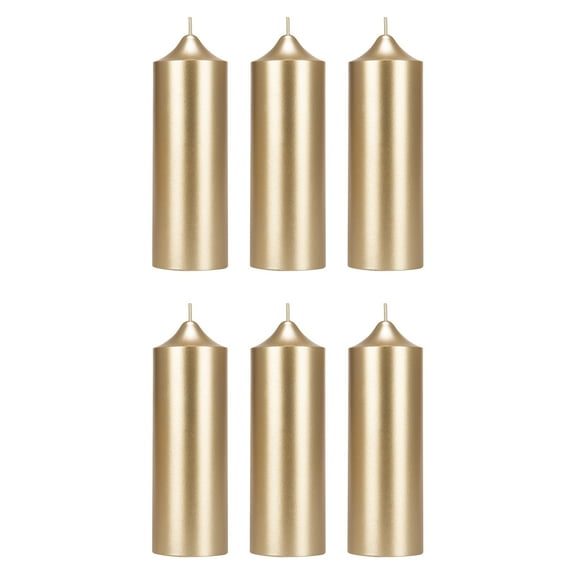 Mega Candles 6 pcs Unscented Gold Dome Top Round Pillar Candle, Hand Poured Premium Wax Candles 2 Inch x 6 Inch, Home Décor, Wedding Receptions, Baby Showers, Birthdays, Celebrations, Party & More