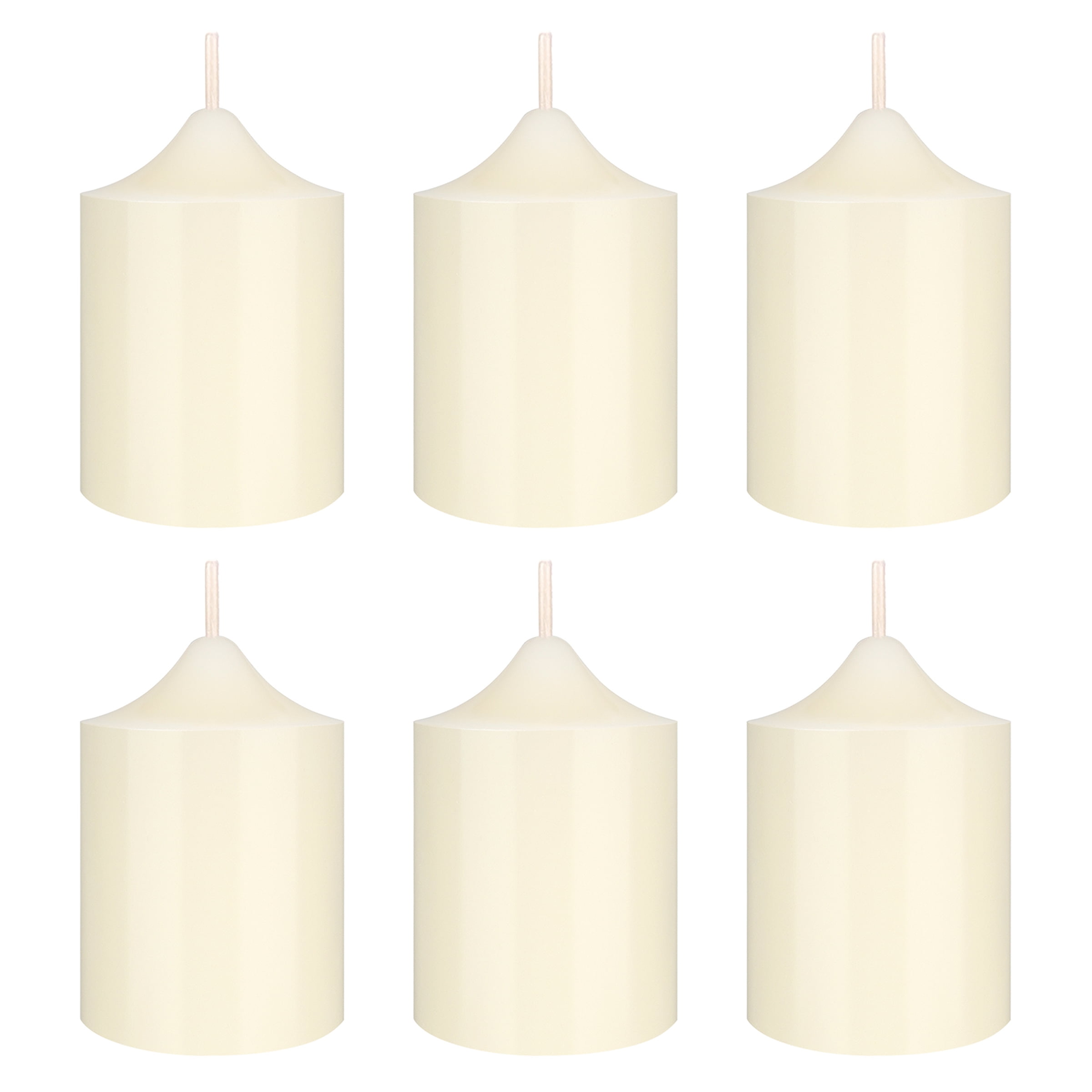 Mega Candles 6 pcs Unscented Ivory Dome Top Round Pillar Candle, Hand Poured Premium Wax Candles 2 Inch x 3 Inch, Home Décor, Wedding Receptions, Baby Showers, Birthdays, Celebrations, Party & More