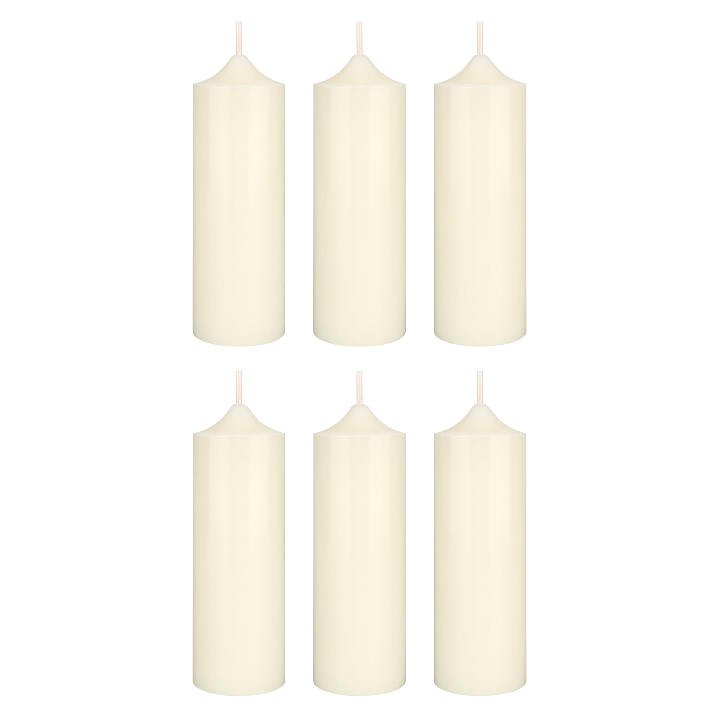Mega Candles 6 pcs Unscented Ivory Dome Top Round Pillar Candle, Hand Poured Premium Wax Candles 2 Inch x 6 Inch, Home Décor, Wedding Receptions, Baby Showers, Birthdays, Celebrations, Party & More