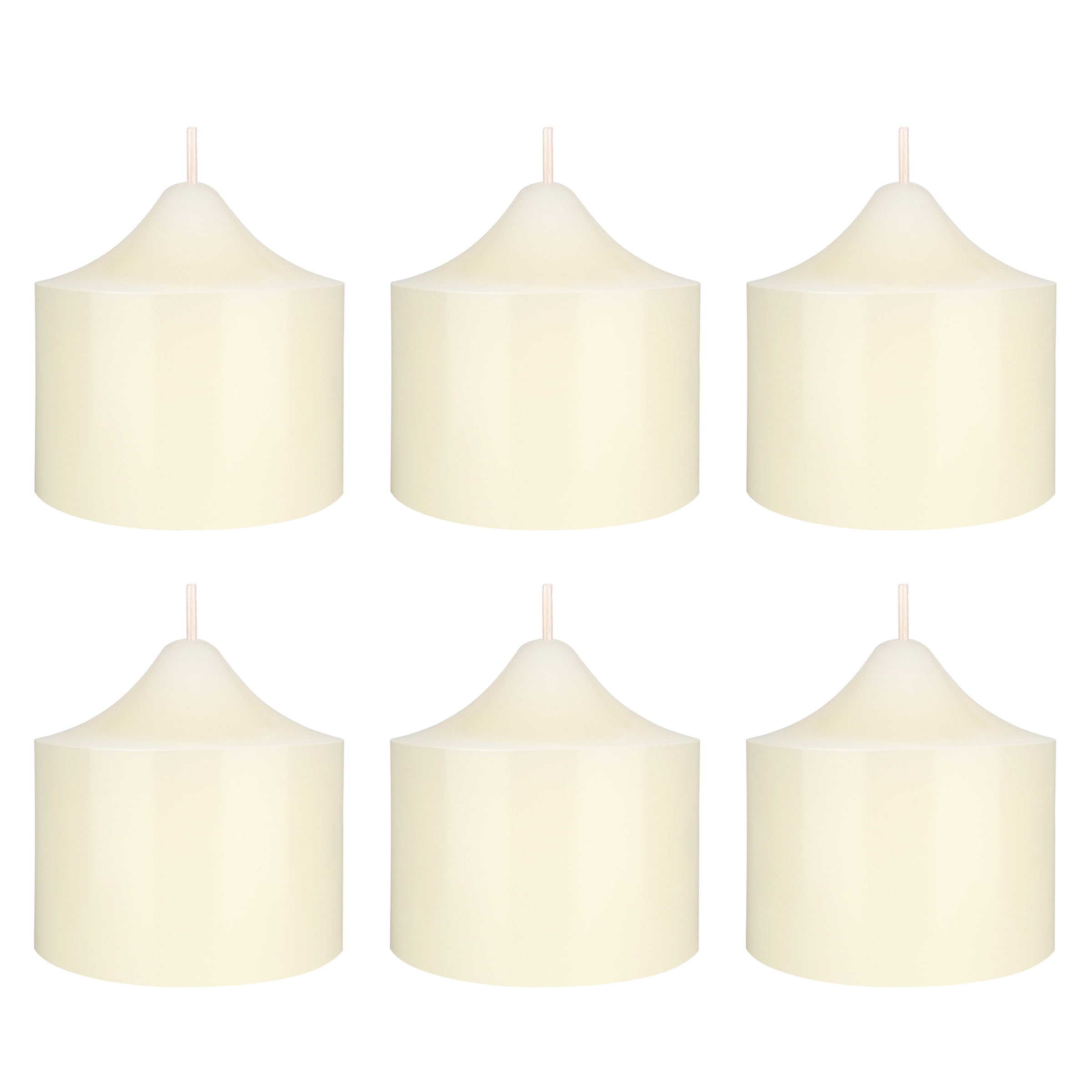 Mega Candles 6 pcs Unscented Ivory Dome Top Round Pillar Candle, Hand Poured Premium Wax Candles 3 Inch x 3 Inch, Home Décor, Wedding Receptions, Baby Showers, Birthdays, Celebrations, Party & More